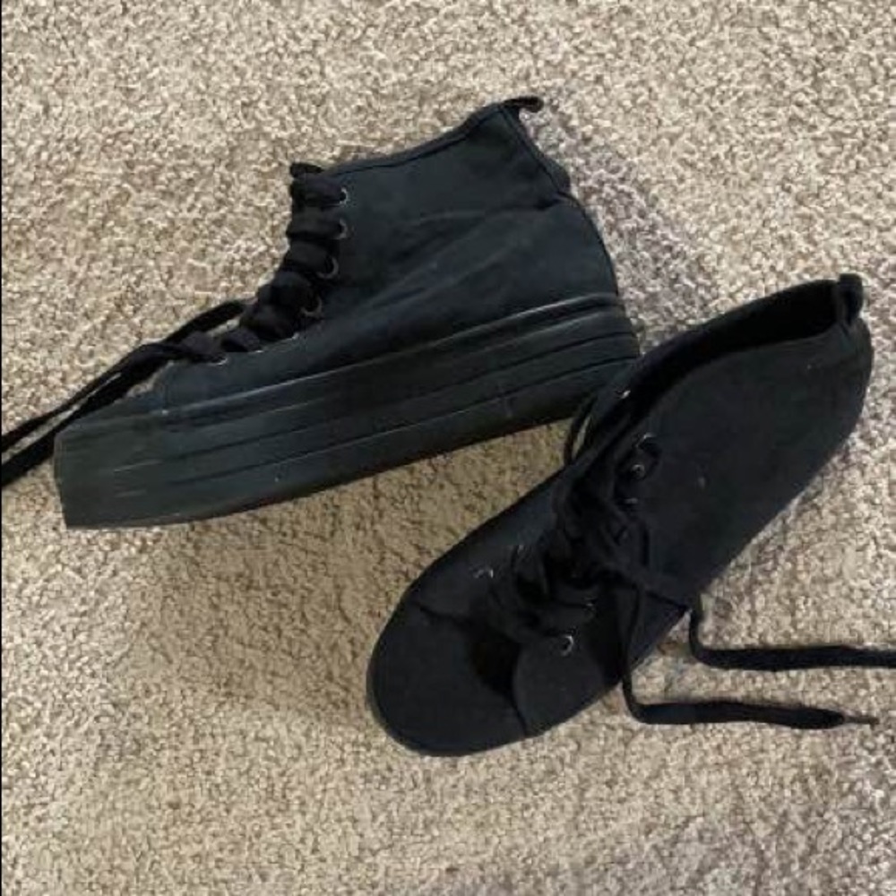 Black high tops platform sneakers